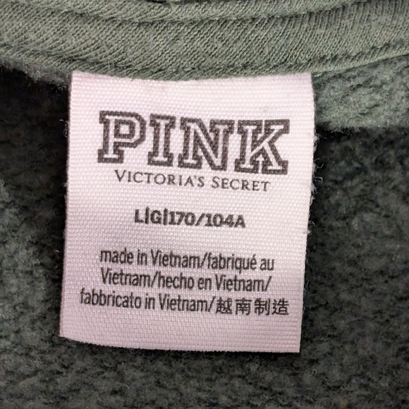 Victoria's Secret PINK Pullover Hoodie with Gold Trimmed Logo Green Size Large - Picture 5 of 7
